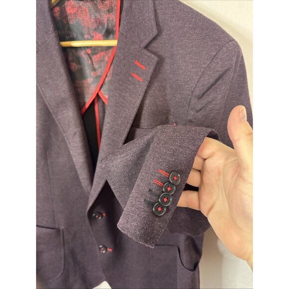 7 Downie St. Burgundy Knit Stretch Blazer 44R Slim Fit Sport Coat - Picture 2 of 8